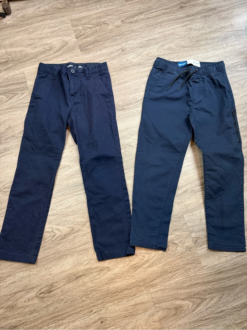 Bundle of 2 Old Navy boys Navy Blue Chinos - Straight & Drawstring Styles